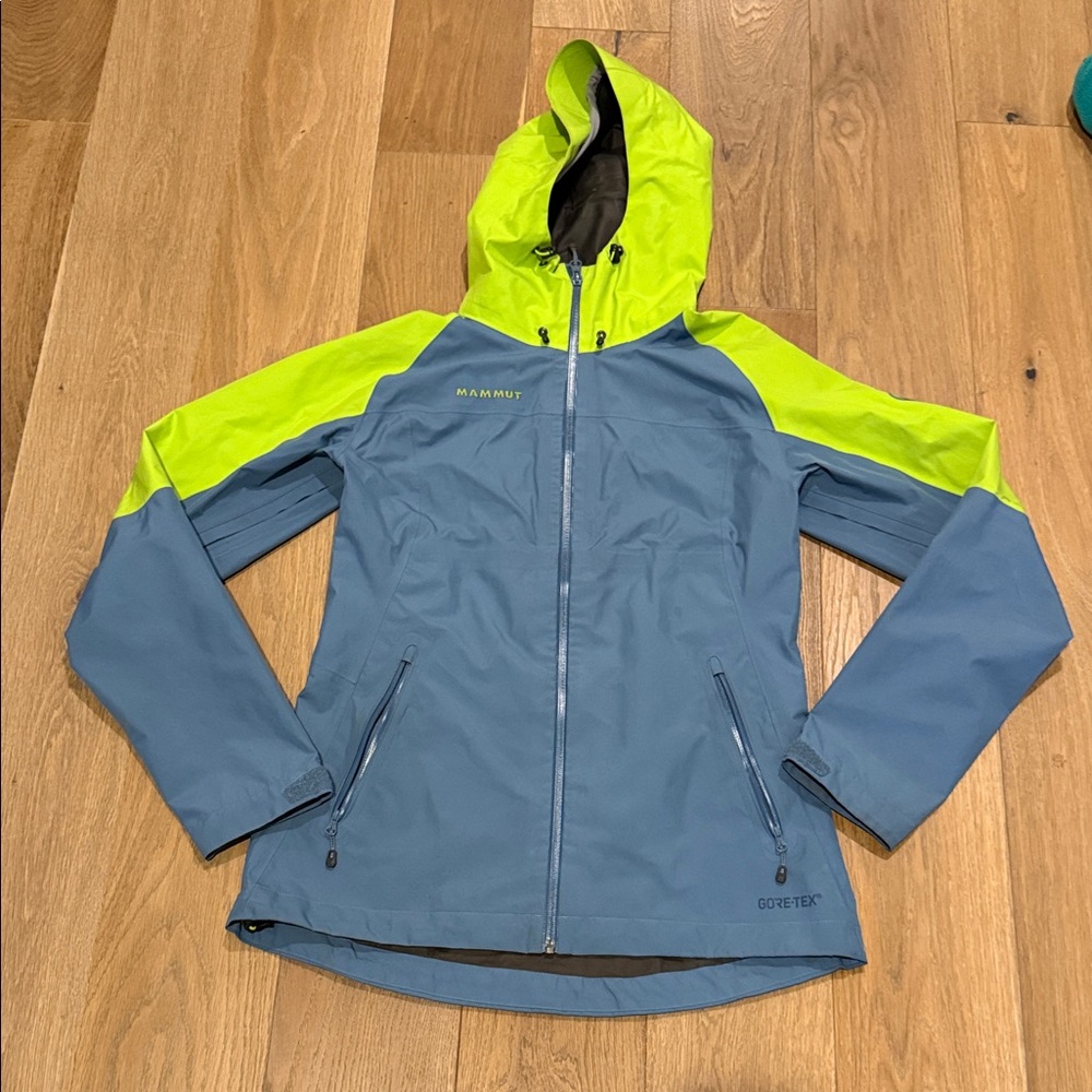 Mammut Blue and Lime Green Hooded Jacket